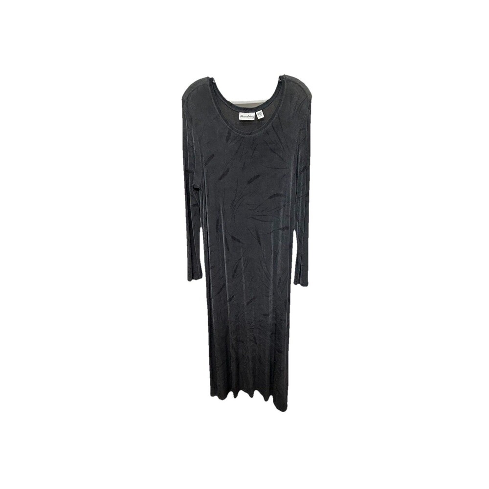 Chicos Private Edition Gray Stretch Long Sleeve Tonal Burnout Size 2 WomensDress